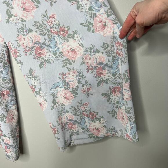 WAYF Blue Floral Wide Leg Pull On Pant Sz Small Pockets Cottage Travel Boho USA - Picture 6 of 10